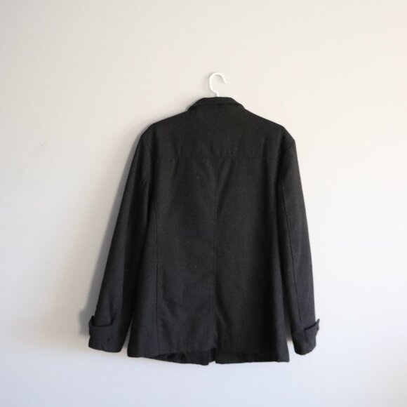 Black Label Mens Black Sz 40 Stockhomme Full Zip Buttoned Wool Blend Lined Coat - Picture 2 of 14